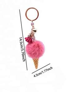 1pc Ice Cream Keychain Plush Pendant Keyring, Cute Zinc Alloy Bag Charm Accessory For Daily Use Car Accessories School Bag Accessories Lanyards With Id Holder Car Accessories Bag Charms - Multicolor - View 3