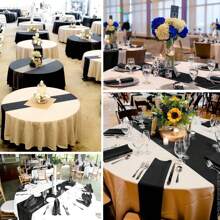 10 件长方形缎面桌旗，适合婚礼、生日、派对、毕业典礼、订婚、长方形和圆形桌子，适合婚礼新娘、婴儿送礼会、生日或节日派对、蛋糕桌、浪漫派对餐桌装饰，适用于活动、派对、婚礼、圣诞节、装饰桌布、餐桌，适合节日、生日和晚宴 - 黑色 - 查看 9