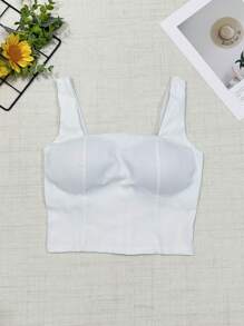 Bengaline Cropped Top With Padding And Zipper Women's Fashion2024 - 白色 - 查看 1