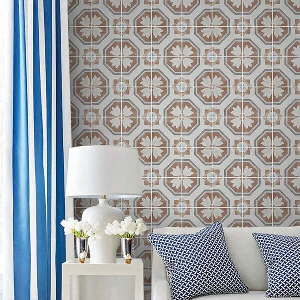 10pcs Vintage Decorative Square Self-Adhesive Wall Stickers, Waterproof Bathroom/Kitchen/Dining Room Mosaic Tile Decals Rama Decoration Rama,Renovation Stickers Peel Wall Panels,Wall Paper, Wallpapers,Spring Decoration Items Refresh Your Home,Rama Decoration Stickers