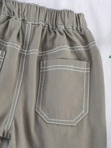 Kids Boys' Lightweight Loose Fit Casual Pants, Casual College Style Suitable For Late Spring & Early Summer