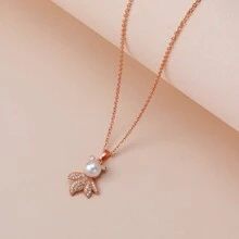 1 chiếc vòng cổ mặt dây chuyền hình cá vàng khảm ngọc trai dành cho phụ nữ, vòng cổ mặt dây chuyền hình cá vàng cổ điển khảm zirconia thời trang - cá vàng - Xem 5