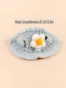 1 pièce Coiffe de domestique fleurie pour animal de compagnie, chapeau de costume en tricot doux et confortable pour animal de compagnie