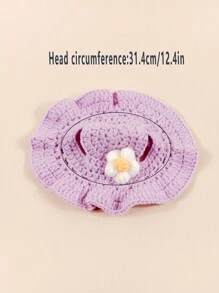 1 pièce Coiffe de domestique fleurie pour animal de compagnie, chapeau de costume en tricot doux et confortable pour animal de compagnie
