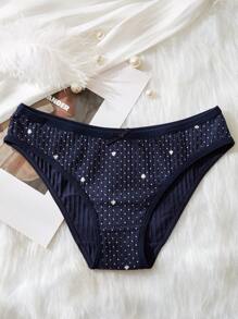 5-Pieces Sets Women's Ribbed Knit Briefs, Bow-Tie Breathable Briefs, Comfortable And Breathable Briefs, Low-Rise Bow-Tie Briefs, Women's Everyday Briefs, Basic And Simple New Year's Briefs, Fashionable Underwear As A Christmas Gift. - Multicolor - View 7