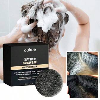 55g Jabón negro para el cabello, reparador, fortalecedor, de masaje, hidratante para cabello negro, jabón limpiador y de cuidado del cabello