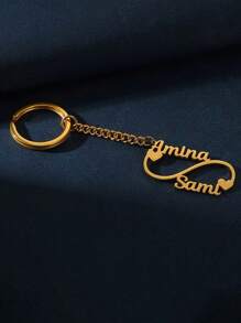 [Customization] 1 Personalized Infinite Love Keychain - Customized Name Stainless Steel Heart Shaped, Perfect Gift For Her, Women's Fashion (English Customization Only)