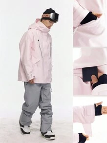 VECTOR MOTION 弹力连帽滑雪夹克，男女通用设计，防风、防水、耐磨、透气，适用于单双板滑雪装备滑雪服