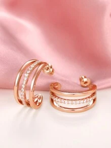 1 Pair Copper Silver Plated Cubic Zirconia Earrings, Suitable For Women's Daily And Festival Wear
