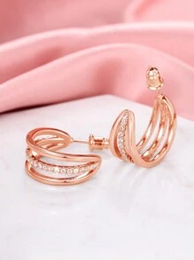 1 Pair Copper Silver Plated Cubic Zirconia Earrings, Suitable For Women's Daily And Festival Wear