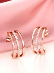 1 Pair Copper Silver Plated Cubic Zirconia Earrings, Suitable For Women's Daily And Festival Wear