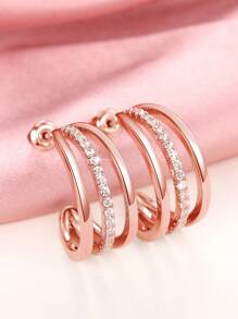 1 Pair Copper Silver Plated Cubic Zirconia Earrings, Suitable For Women's Daily And Festival Wear