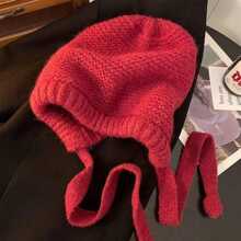 1 pieza Gorro de lana con protección de orejas versátil y cálido, gorro de mujer tejido y lindo para el otoño e invierno