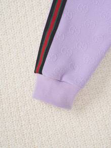 2 pezzi Set di felpa girocollo e pantaloni della tuta di alta qualità di colore viola per giovani ragazze