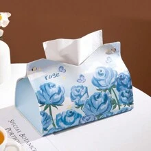 1pc Floral Pattern Tissue Box Cover Holder, Dining Table Napkin Container, Creative Towel Holder, Bathroom Living Room Bedroom Dressing Table Countertop Tissue Storage Box, Home Decor, Bathroom Accessories,Home Stuff,Table,Home Decorations,Home Organization And Storage, For Home Kitchen Bedroom Living Room Dining Room, Home Decoration Accessories, Decorative Box,Women Wedding Gift,Summer Travel Holiday Festival Must-Have