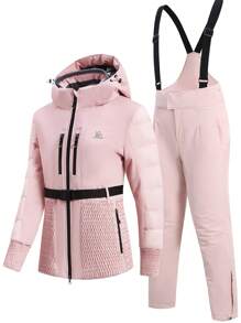 طقم نسائي لرياضة المحترفين والترفيه، بدلة تزلج - جاكيت + بنطلون HX369