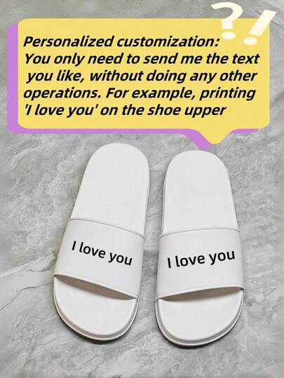Customized Text & Logo Men's Sandals, Suitable For Hotel, B&B, Beach, Home