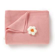 1pc Newborn Baby Knitted Swaddle Blanket, Cute Floral Pattern, Romantic Design, Stroller Blanket Love Valentine