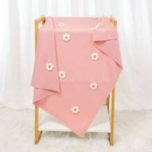 1pc Newborn Baby Knitted Swaddle Blanket, Cute Floral Pattern, Romantic Design, Stroller Blanket Love Valentine