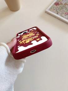 Funda de teléfono textura de terciopelo con alce navideño color borgoña, compatible con Apple///Redmi/Infinix/Vivo - Burdeos - Ver 3