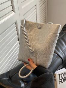 迷你时尚百搭水桶单肩包女士礼物钱包钱包 - 銀色 - 查看 4