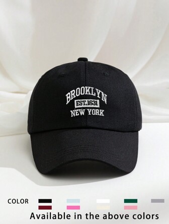 1pc Embroidered "BROOKLYN NEW YORK" Baseball Cap, Breathable Adjustable Outdoor Golf Sun Hat, Women/Men Summer Sun Visor Hat, Y2K Style Unisex