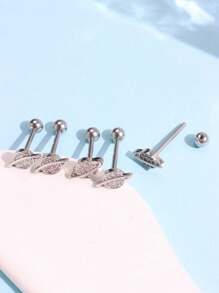 1pc Stainless Steel Tongue Ring - Silver - View 7