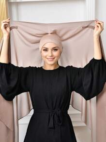 1 buc Set Hijab Musulman Casual pentru Femei, Eșarfă Subțire din Șifon cu Închizătoare Magnetică, Potrivit pentru Toate Sezoanele