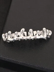 1 st. Coole Europese & Amerikaanse Hip-Hop Stijl Vergulde Waterdruppel Beugels Voor Ondertanden, 6 Tanden, Klassieke 18K Vergulde Koperen Tandheelkundige Kwaliteit Hip-Hop Stijl Grill Ornament