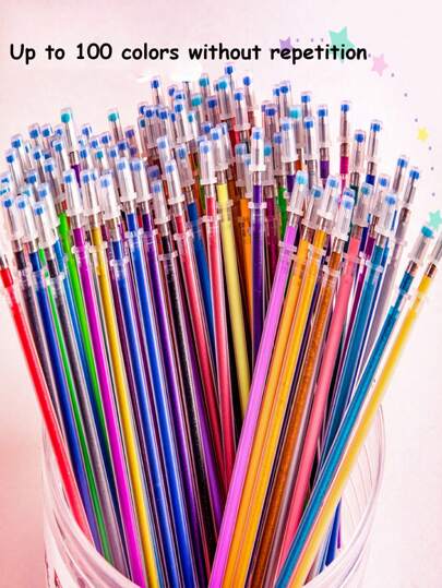 Mina de bolígrafo de colores neutros, 12/24/36/48/100/120 puntas de bala, mina de bolígrafo para estudiantes con dibujos, recambio de mina con polvo fluorescente, de vuelta a la escuela