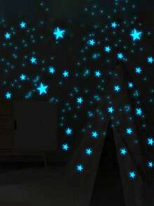 100pcs Self-Adhesive Cartoon Glow In The Dark Stickers For Luminous Star Room Decorations,Stickers,Wall Decal, Vinyl Decal For Home Decorations,Spring Decoration Items Refresh Your Home,Rama Decoration Stickers Gifts Birthday Graduation Back To School School Supplies