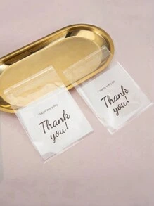 100 Túi đựng bánh quy tự dính, có biển báo Cảm ơn, Túi đựng bánh ngọt bằng nhựa chấm bi trắng Searik để tặng bánh kẹo, bánh quy, sô cô la (4 X 4 inch, 100 chiếc) - trắng - Xem 7