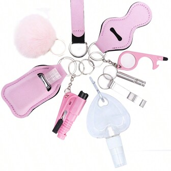 10pcs/Set Self Defense Keychain Set For Women Keychain Full Set Window Breaker Spray Bottle Lipstick Holder Keychain Accessories Birthday S For Mom Women Valentine's Day Valentines Car Accessories Bag Charm School Cute Goth Y2k Halloween Accessories Teachers Day Christmas Gift Ideas Bag Accessories Lanyards With Id Holder Car Accessories Bag Charms Car Accessories Friend Sister