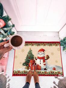 1 stuk 40*60cm kerstboom sneeuwpop patroon deurmat, vrolijke kerstdecoratie voor thuis, kerstversiering, kerstversiering voor binnen en buiten, kerstcadeau voor Kerstmis, gelukkig nieuwjaar 2025