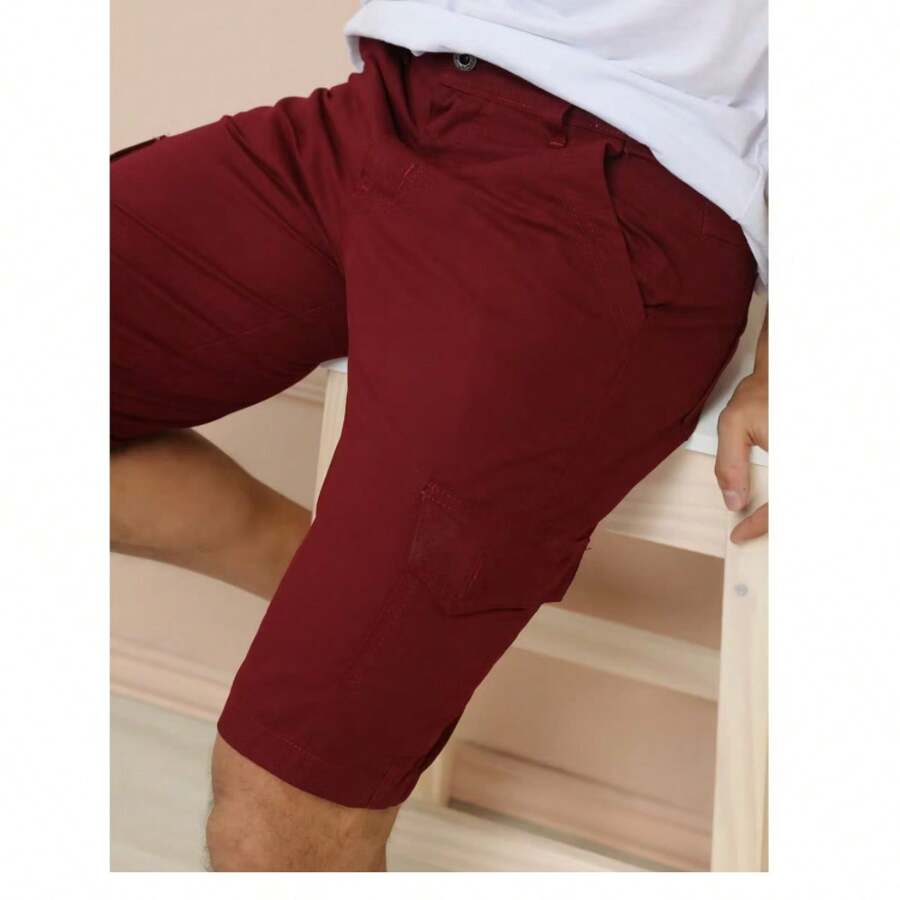 Fashion Modas Bermuda Twill Colored Jeans Premium Men's Various Colors 6 Pockets - Red - View 1