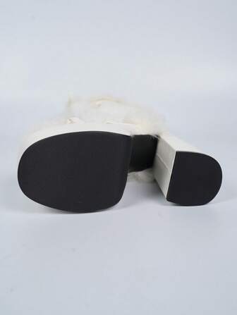 Fall/Winter 2025 Punk Style Mid-Calf Boots With Fluffy, Thick Platform, Go With Shorts,Fur Boots