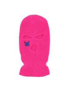 1 chiếc mũ len dệt kim thiết kế hình bướm co giãn thời trang thu đông dành cho cả nam và nữ, mũ trượt tuyết ấm áp cho nam và nữ, mũ giữ ấm cổ, kiểu dáng Balaclava, mũ hip hop thời trang đường phố có nhãn vải - mũ dệt kim - Xem 15