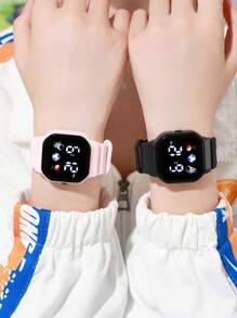 2 Stücke Set/1 Stück Batterie betriebene LED Sport Digitaluhr + 1 Stück coole Regenbogen Leuchtende Uhr, geeignet für Studenten als Alltagsuhr