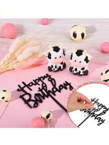 25 件或 1 件粉色奶牛蛋糕装饰，生日奶牛蛋糕装饰，配有粉色和白色泡沫球蛋糕装饰，可爱的微型奶牛雕像，农场动物蛋糕装饰，适用于洗礼派对、生日派对、奶牛主题装饰 - 乳牛 - 查看 6