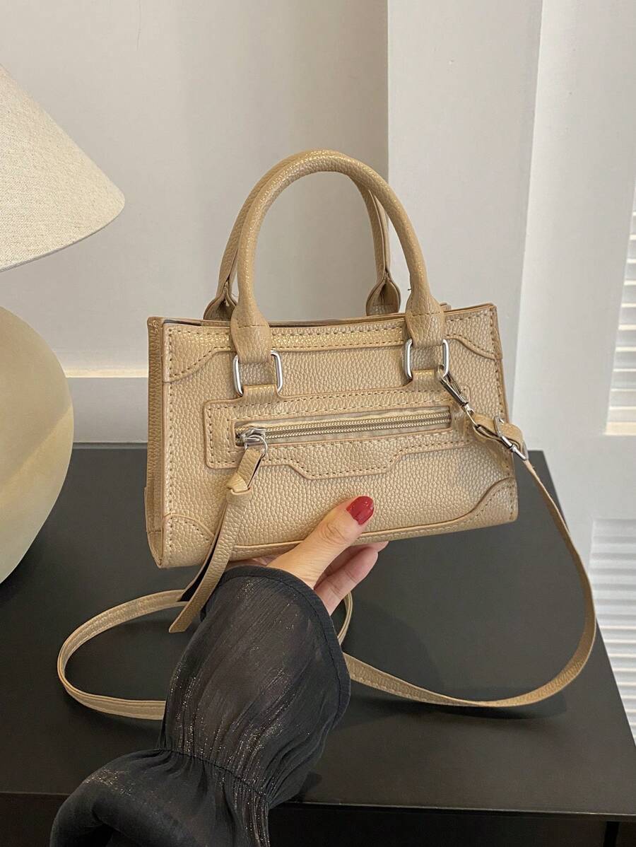 Túi xách màu trơn thời trang & đa năng, Túi đựng đồ dùng hàng ngày - Màu Khaki - Xem 1