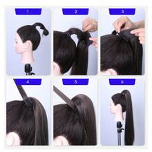 30 Inch Mixed Brown Kinky Straight Ponytail Extensions Long Hair Wrap Around Pony Tails Hair Extensions For Women Daily & Party Use - Brown Highlight - View 9