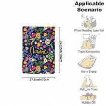 1 pièce Couverture en flanelle personnalisée avec fleur, Couverture de canapé avec votre nom personnalisé, Couverture commémorative douce et chaude pour des moments mémorables, Cadeau pour camarades de classe, amis, couple, mère et père, à utiliser pour la sieste, le camping, les voyages