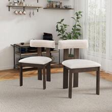 (1 Table With 4 Chairs)Wooden Dining Table Set, Modern Round MDF Kitchen Table And Boucle Upholstered Dining Chairs For Dining Room, Kitchen, Saving Space, Dark Brown,HomeNest9
