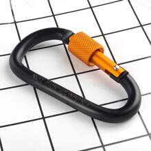 1/3/6pcs D-Shape Spring Carabiners, With Screw Gate, Black Aluminum Alloy Clips, Suitable For Outdoor Activities: Climbing, Camping, Hiking, Fishing, Keychain, 42 X 80mm Travel Accessories, Travel Essentials, Car Accessories, Outdoor Gear, Luggage, Practical Items, Summer Essentials, Office Supplies, Travel Necessities, Beach Vacation, Holiday, School Supplies, Back To School