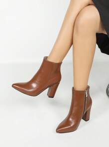 Giày bốt cổ ngắn nữ màu nâu, thời trang, thanh lịch, nữ tính, đơn giản, thoải mái, giữ ấm, đa năng, thích hợp cho hẹn hò. - màu nâu - Xem 1