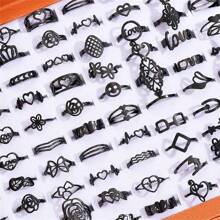 20/50/100 件哥特式戒指套装，深色风格时尚蝴蝶心形图案不锈钢首饰，万圣节送给朋友的礼物 - 黑色 - 查看 4