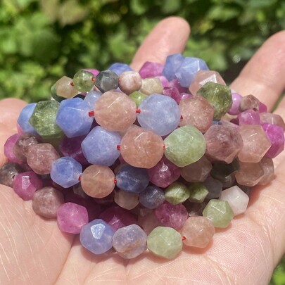 خرز الأحجار الكريمة الطبيعية المجزأة مباعد المرجان والحجر الكريم لصناعة المجوهرات السوار والقلائد ، قياس 6/8/10 ملم