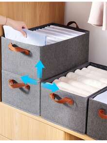 2pcs/Set Foldable & Stackable Storage Boxes, Portable Handheld Storage Containers For Clothes, Toys, Decorations, Office Supplies, Suitable For Wardrobe, Desk, Shoe Rack, Home, Bedroom, Office