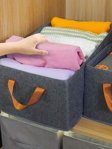 2pcs/Set Foldable & Stackable Storage Boxes, Portable Handheld Storage Containers For Clothes, Toys, Decorations, Office Supplies, Suitable For Wardrobe, Desk, Shoe Rack, Home, Bedroom, Office