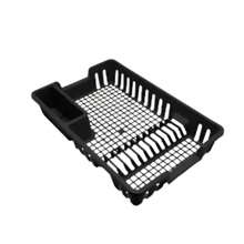 Dish Drainer 12 Plates Kitchen Black Plastic Dish Drainer Glasses Cutlery - 黑色 - 查看 4